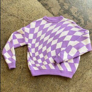 Lisa Says Gah Emma Sweater in Purple Warp Check